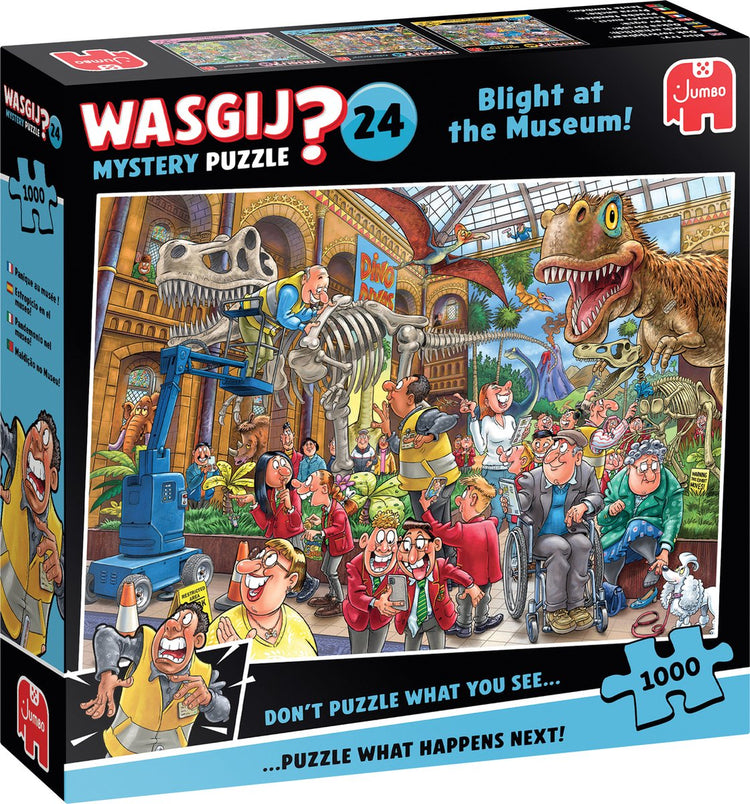 Jumbo Wasgij Mystery 24 Puzzle – Panik im Museum!, 1000 Teile.