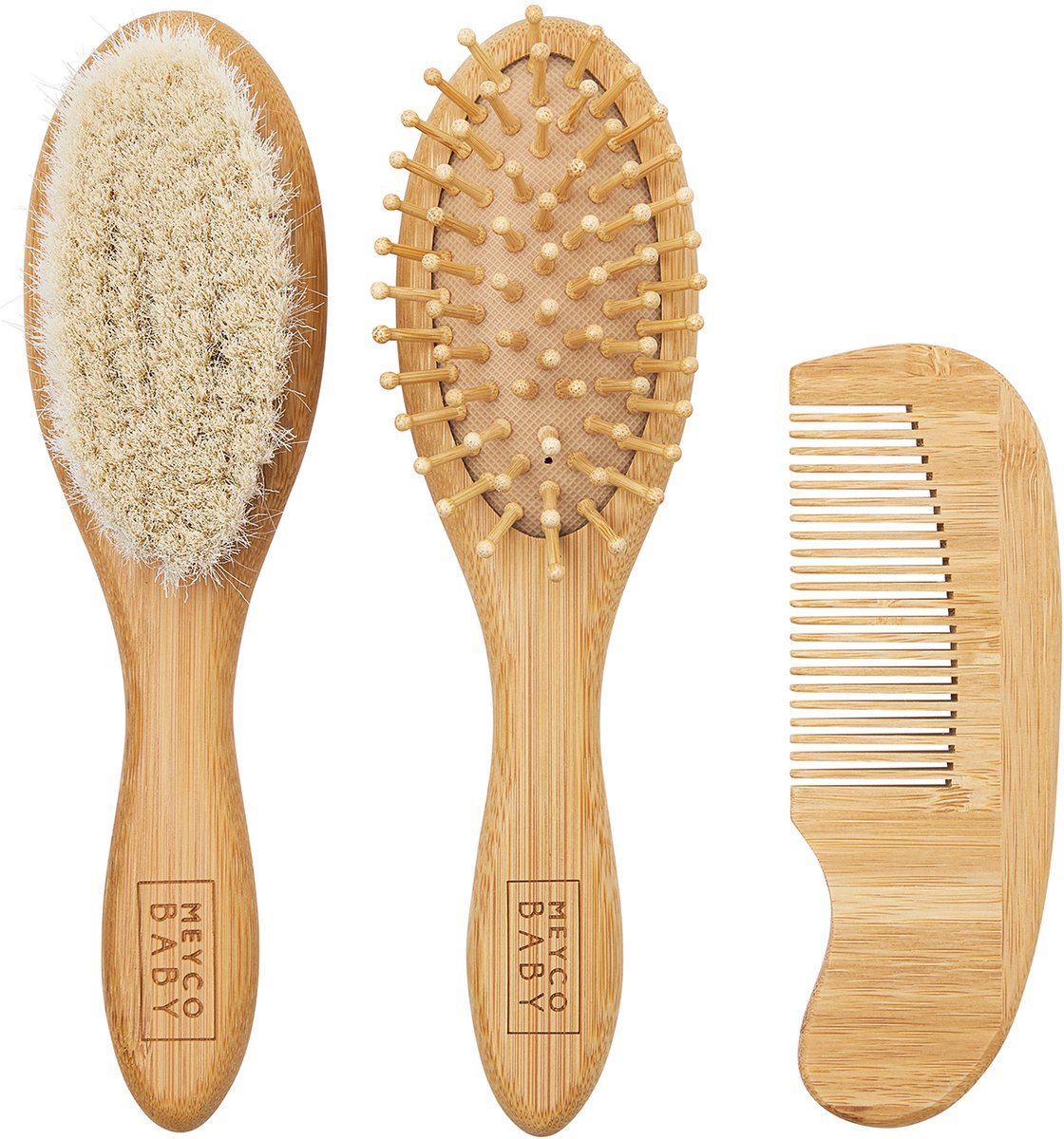 Meyco Baby-Uni-Hauben-Set – Bambus – Natur – 3-teilig