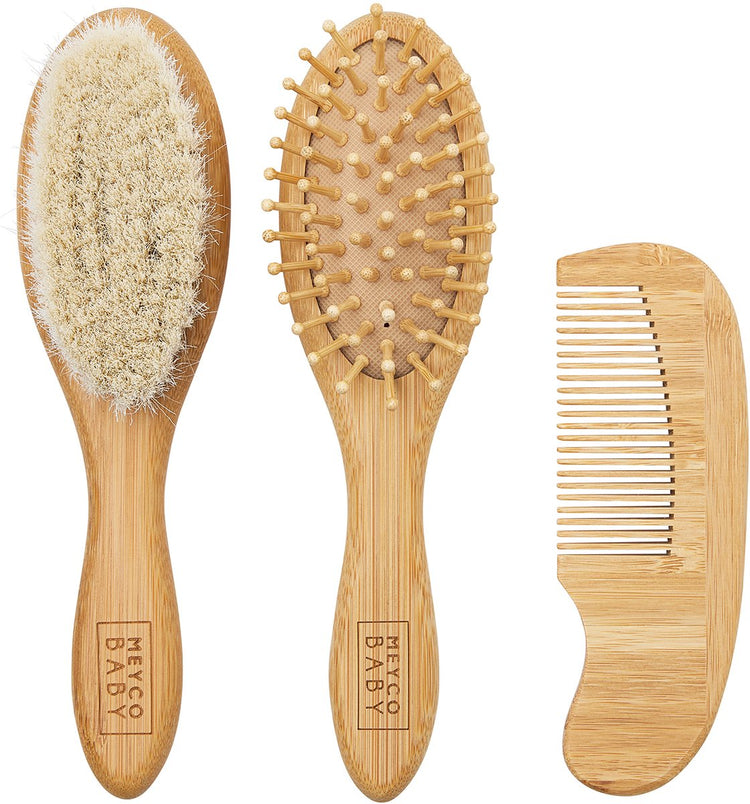 Meyco Baby-Uni-Hauben-Set – Bambus – Natur – 3-teilig
