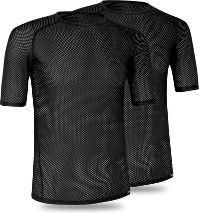 Gripgrab – ultraleichtes Mesh-2er-Pack kurzärmliges Baselayer-Sommer-Fahrrad-Unterhemd aus Polygiene-Sweatshirt – Schwarz – Herren – Größe L