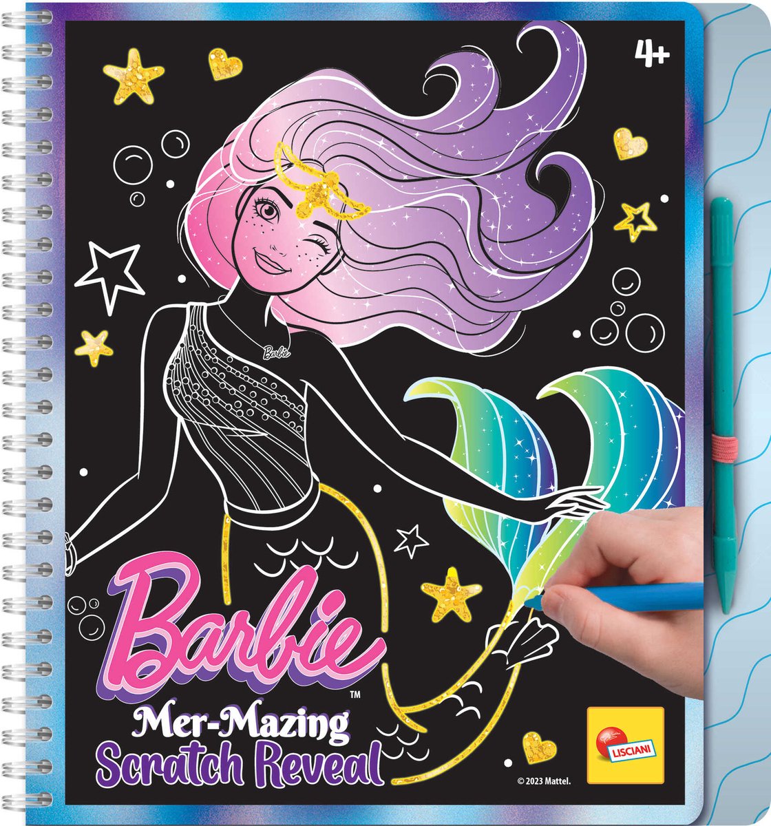Lisciani Barbie-Skizzenbuch „Mer-Mazing Scratch Reveal“.
