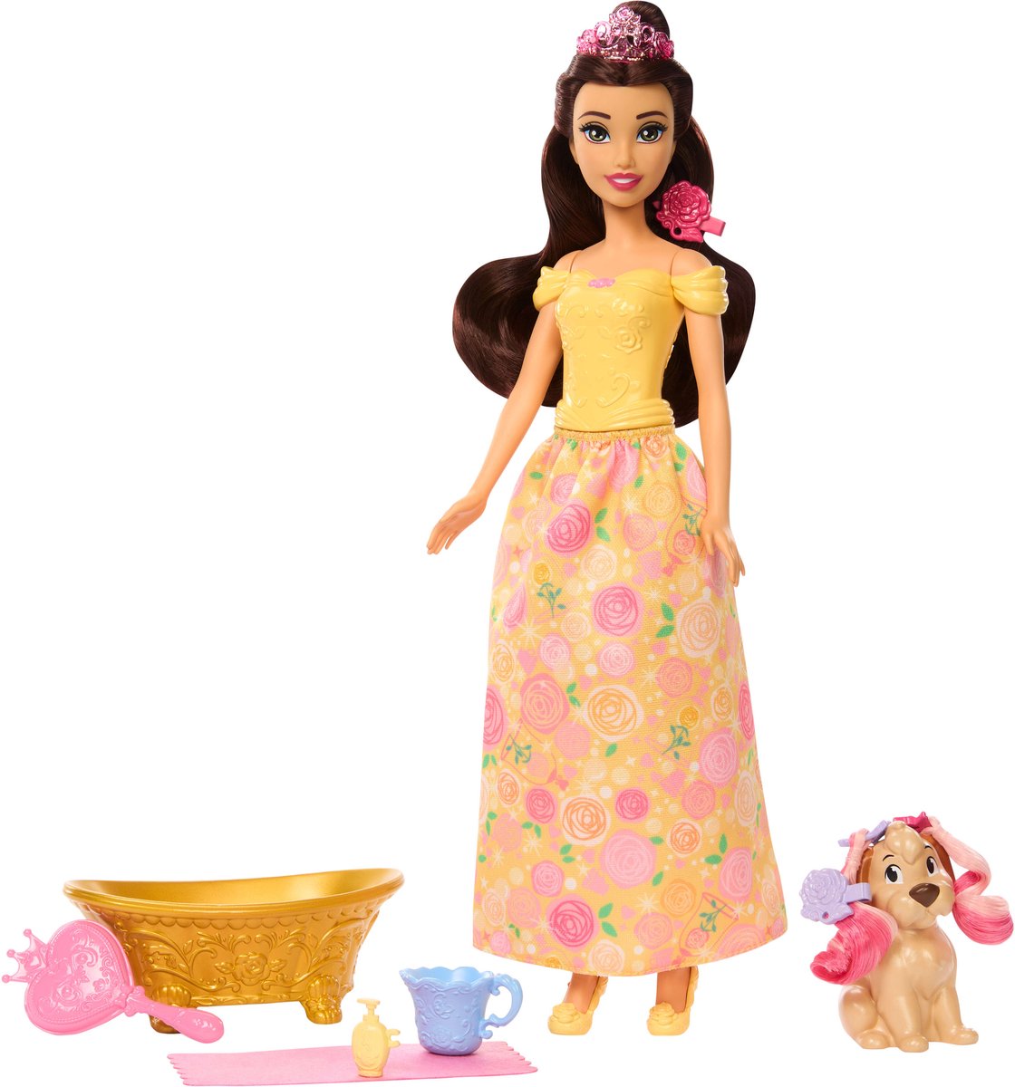 Disney-Prinzessin Bella-Puppe mit gelbem Welpen