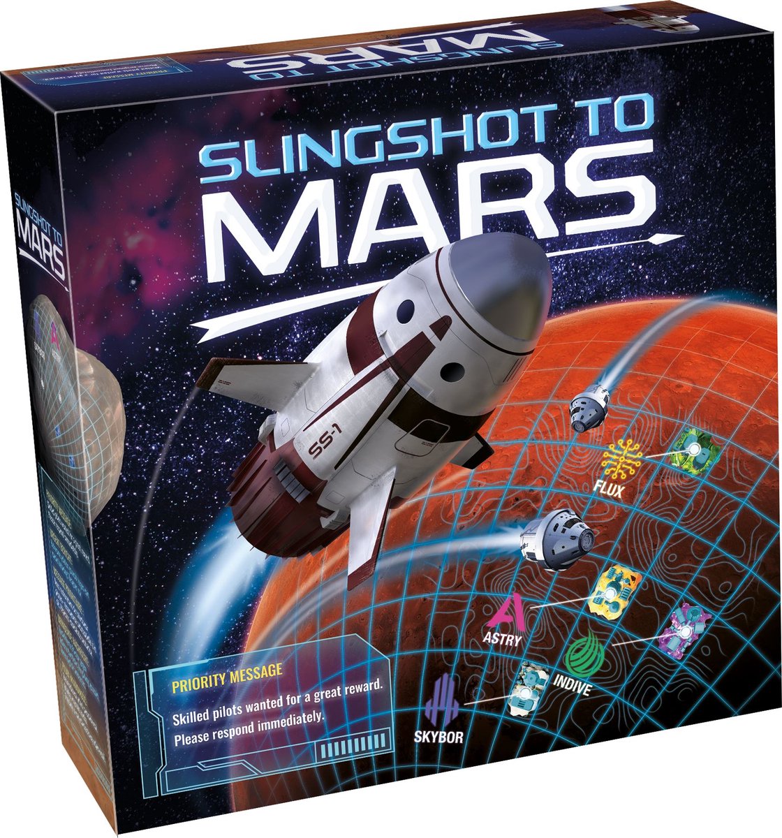Taktikschleuder zum Mars – Brettspiel – Beweglichkeit und Strategie – Raumfahrt und Bergbau – Familienspiel – 2 bis 4 Spieler – ab 8 Jahren