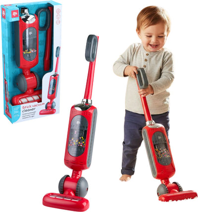 Dirt Devil Spielzeugstaubsauger – Kinder-Stabstaubsauger mit funktionierender Saugfunktion und realistischem Sound – für Jungen und Mädchen ab 3 Jahren – Rot-Grau
