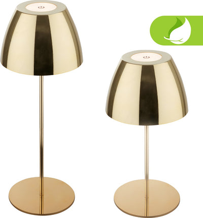 Briloner Serina – kabellose LED-Tischleuchte IP44 – 7522017 – dimmbar – berührungsempfindlich – spritzwassergeschützt – kabellos – austauschbarer Akku und Lichtquelle – ø13,5 x 36 cm – goldfarben