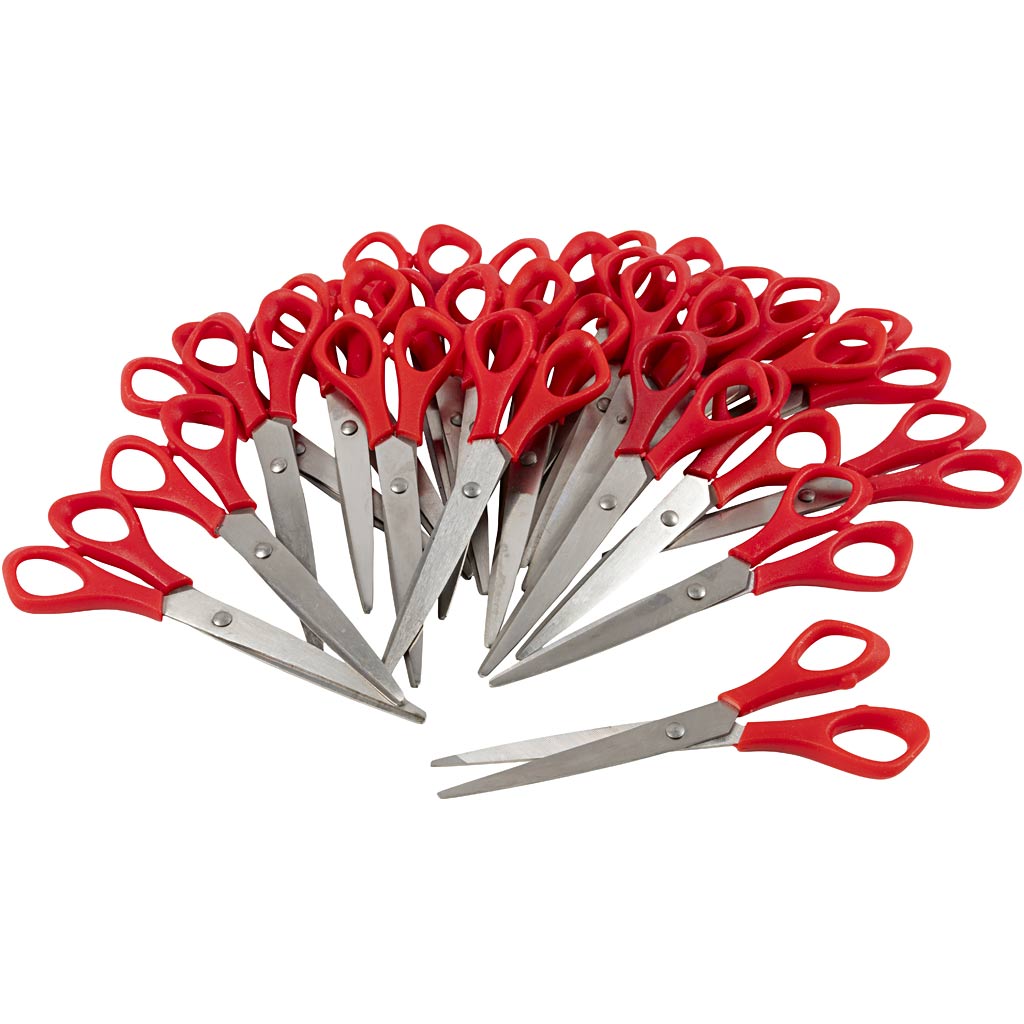 Creativ Company Schulschere, L: 16 cm, spitz, Rechtshänder, rot, 24 Stück 1 Box