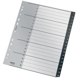 Leitz Recycling-Index 1211 A4 Maxi CO2 Neutralschwarz 20 Register 11-Loch 90 % recycelt