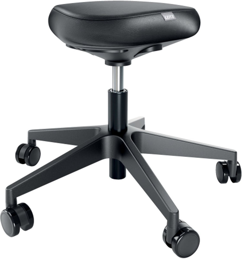 Leitz Ergo-Sitzhocker mit Rollen und Komfortsitz – ergonomischer Sattelhocker – höhenverstellbar – schwarz