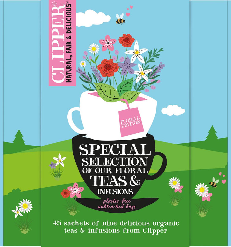 Clipper-Tee-Geschenkpaket – Bio-Kräutertee – blumige Geschenkbox mit 9 köstlichen Geschmacksrichtungen