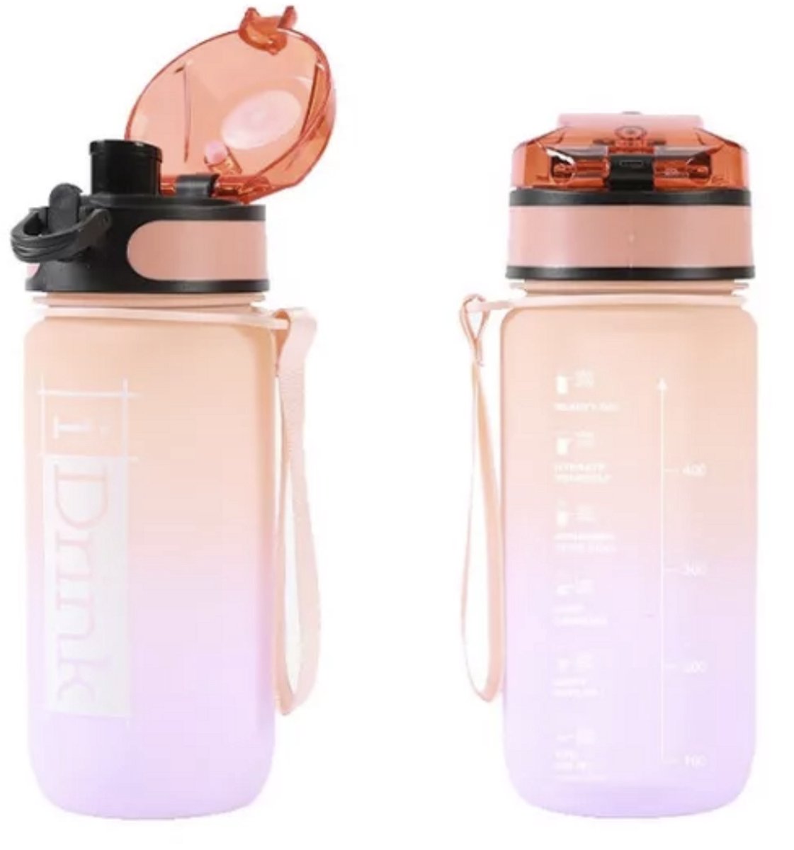 Itotal Idrink Tritan-Flasche 500 ml Orange und Flieder Trinkflasche Orange und Flieder 7×7×19,5 cm