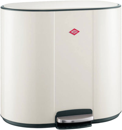 Wesco Multicollector 2 Abfallbehälter Mülltrennung (2x25 Liter) | 50 Liter | Metall - Mattsand | Duo-Treteimer mit Absenkautomatik und Geruchsfilter