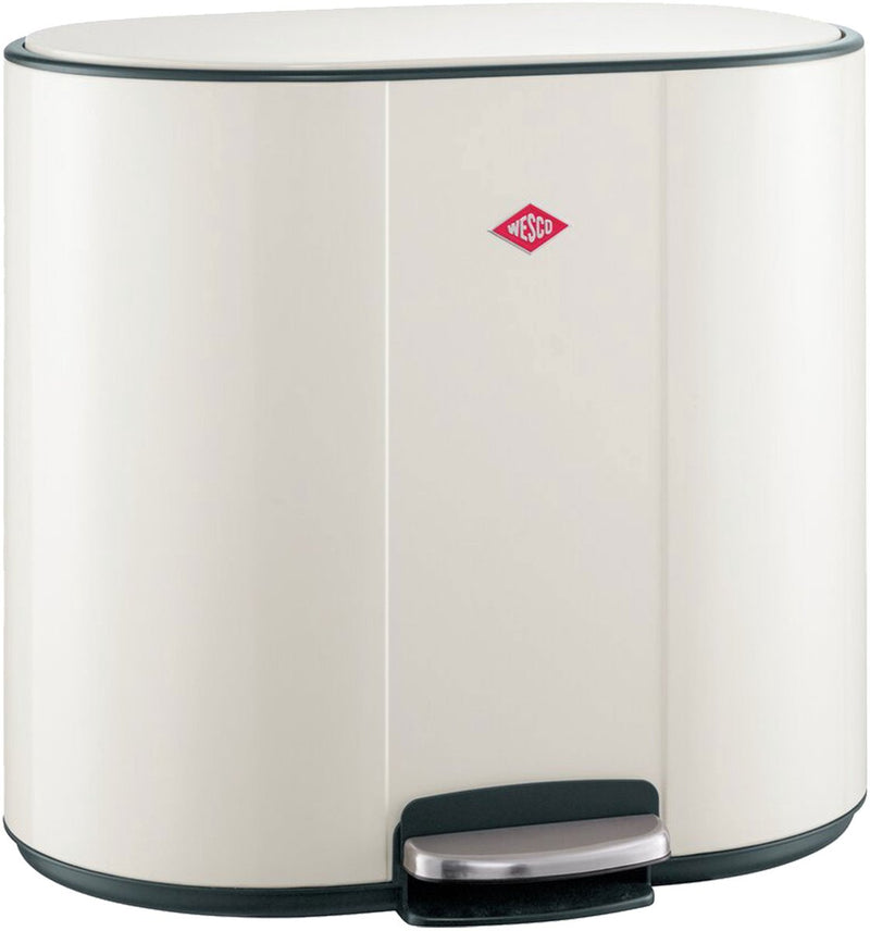 Wesco Multicollector 2 Abfallbehälter Mülltrennung (2x25 Liter) | 50 Liter | Metall - Mattsand | Duo-Treteimer mit Absenkautomatik und Geruchsfilter