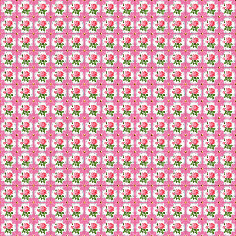 Vaessen creative • Baumwollstoff in Kokosnusston, 45 x 50 cm, so süßes rosa Blumenmotiv