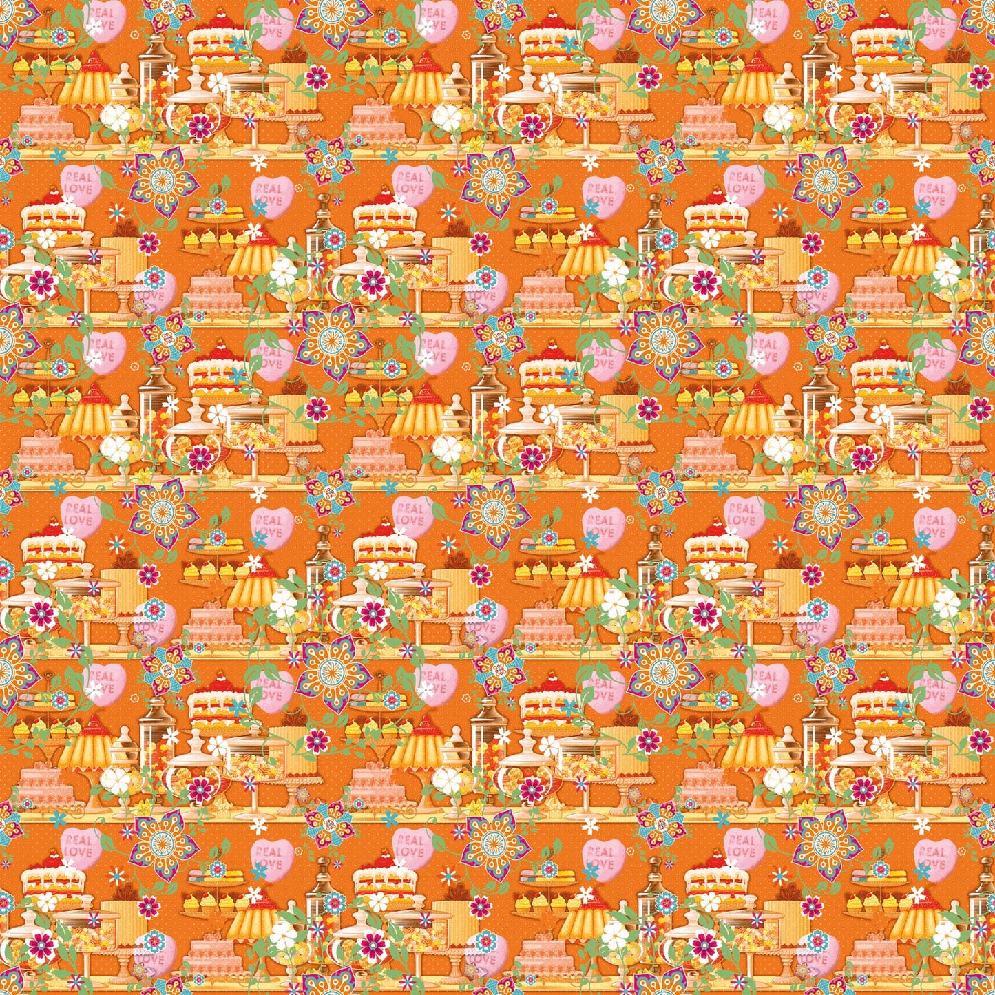 Vaessen creative • Kokosfarbener Baumwollstoff 45 x 50 cm, so süßes orangefarbenes Gebäck