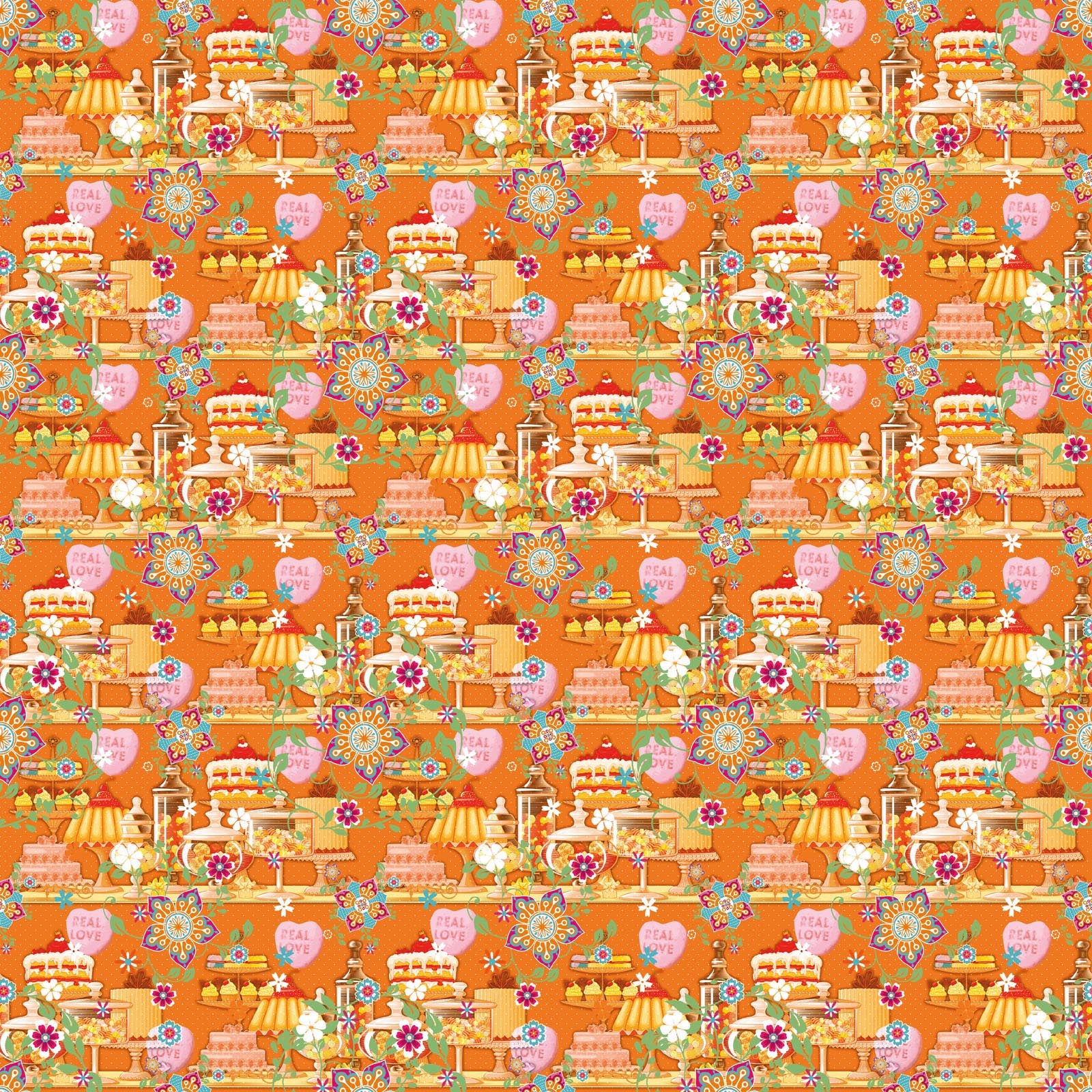 Vaessen creative • Kokosfarbener Baumwollstoff 45 x 50 cm, so süßes orangefarbenes Gebäck