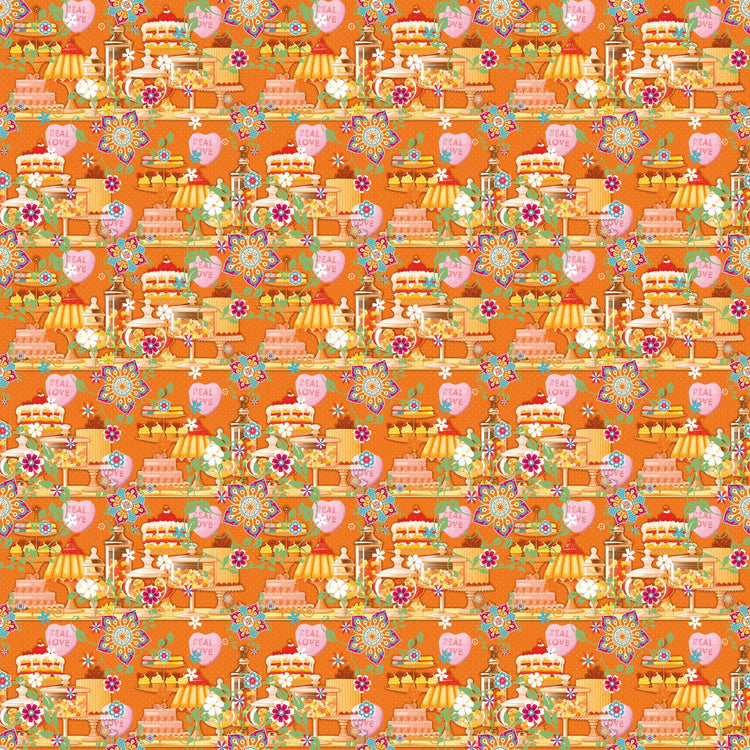 Vaessen creative • Kokosfarbener Baumwollstoff 45 x 50 cm, so süßes orangefarbenes Gebäck