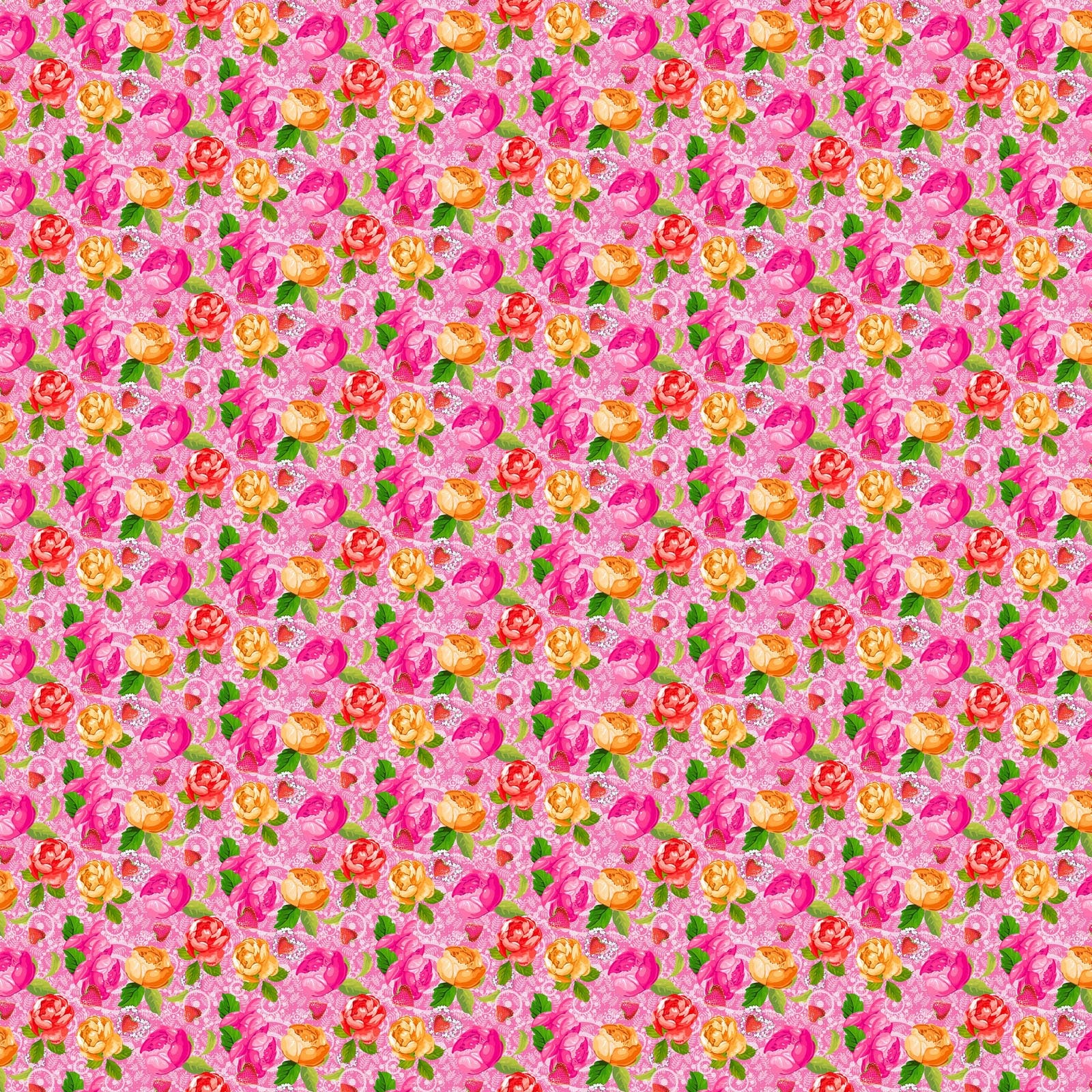 Vaessen creative • Baumwollstoff in Kokosnusston, 45 x 50 cm, so süßes rosa Blumenmotiv