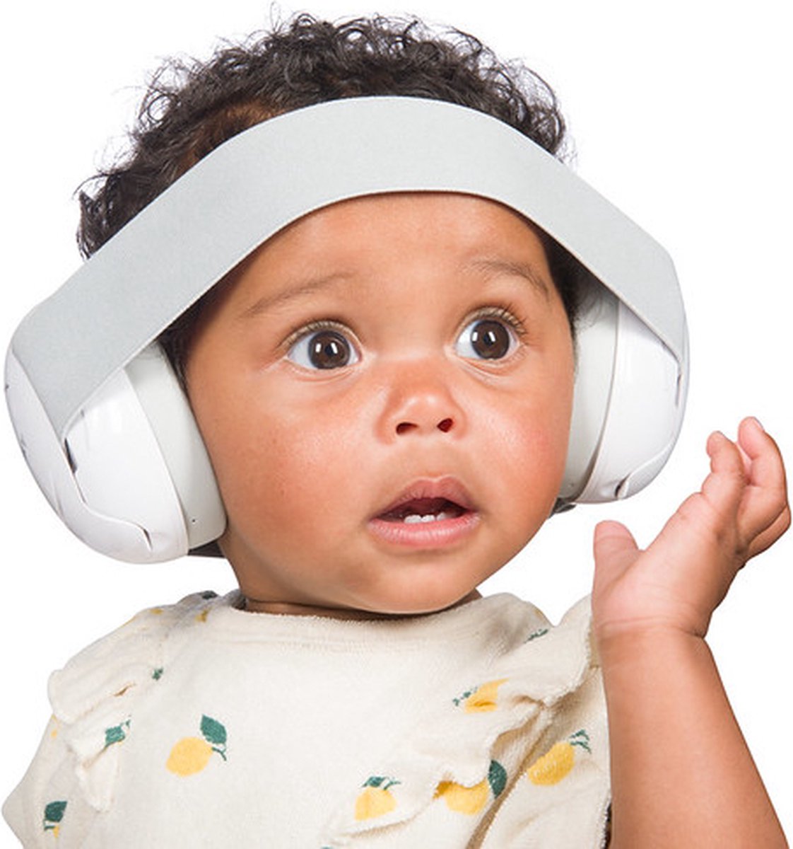 Dooky Gehörschutz Baby – verstellbares elastisches Kopfband – Kopfhörer für Babys – 25 dB Isolierung – Kopfhörer mit Geräuschunterdrückung – leichte Ohrenschützer mit Aufbewahrungstasche – Ohrenschützer für Babys, Kleinkinder 0–3 Jahre – Weiß