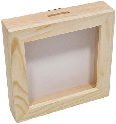 Playwood Holz-Sparschwein aus Plexiglas mit weißer Rückseite, klein