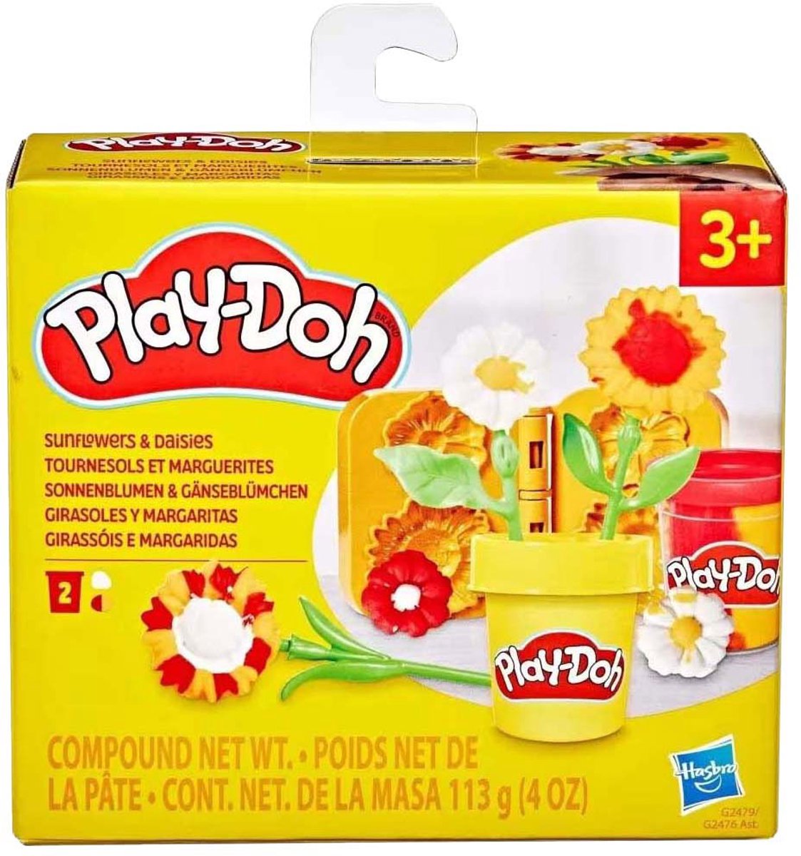 Kleine Play-Doh-Blumen, Sonnenblumen und Gänseblümchen – 2 Tontöpfe