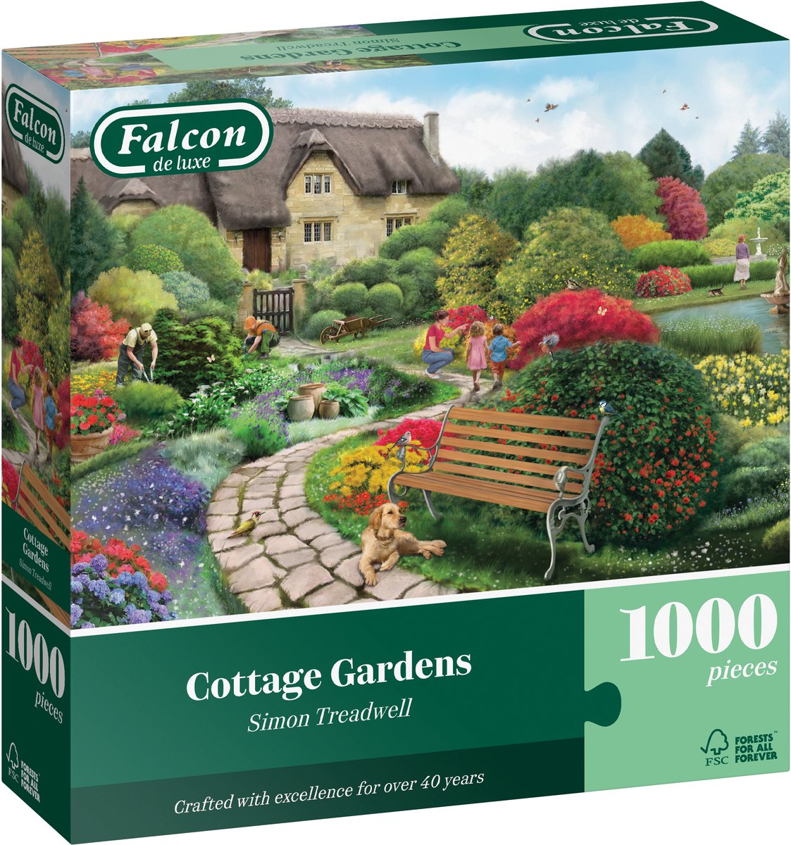 Falcon Puzzle Cottage Gardens 1000 Teile Puzzle für Erwachsene.