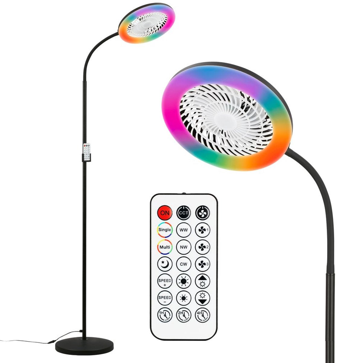 Briloner windy – Stehleuchte mit Ventilatorbeleuchtung – Stehleuchte mit Fernbedienung – 13,8 W – RGB – dimmbar – schwarz – ø28 x 185 cm