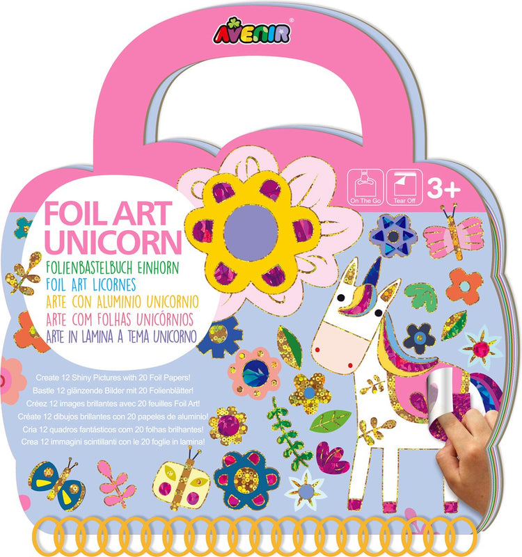 Avenir Folienkunstwerk – Einhorn – 21 x 25 x 2 cm – 12 Seiten und 10 Folienpapiere – 3 Jahre