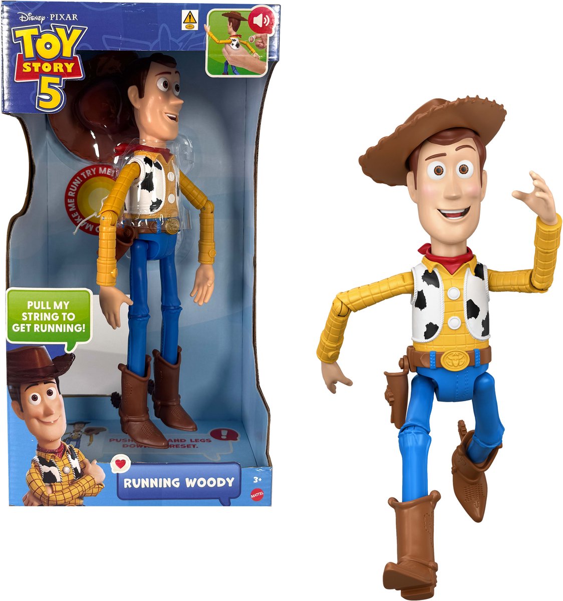 Mattel Disney und Pixar Toy Story 5 laufende Woody-Actionfigur von 30 cm – mehr als 50 Sounds – Niederländisch