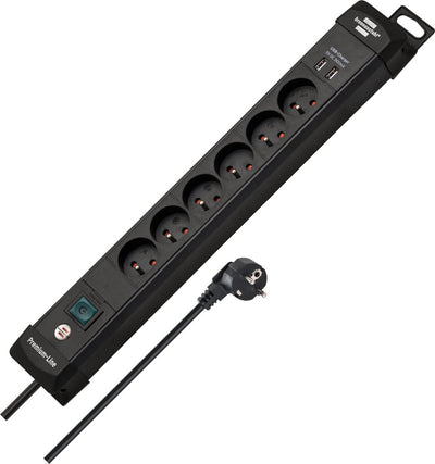 Brennerstuhl premium-line Steckdosenleiste mit USB | 6-fach | schwarz | 3m h05vv-f 3g1,5 | fr be - 1951164602
