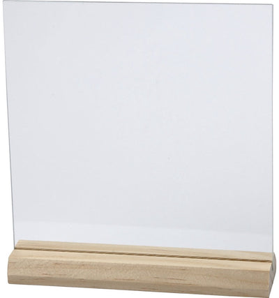 Creativ Company Glasplatte mit Holzsockel, Größe 15,5 x 15,5 cm, Dicke 28 mm, 10er Set 1 Box