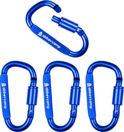 Abbey Camp Karabiner aus hochwertigem Aluminium – 4er-Set – Blau – Schraubverschluss