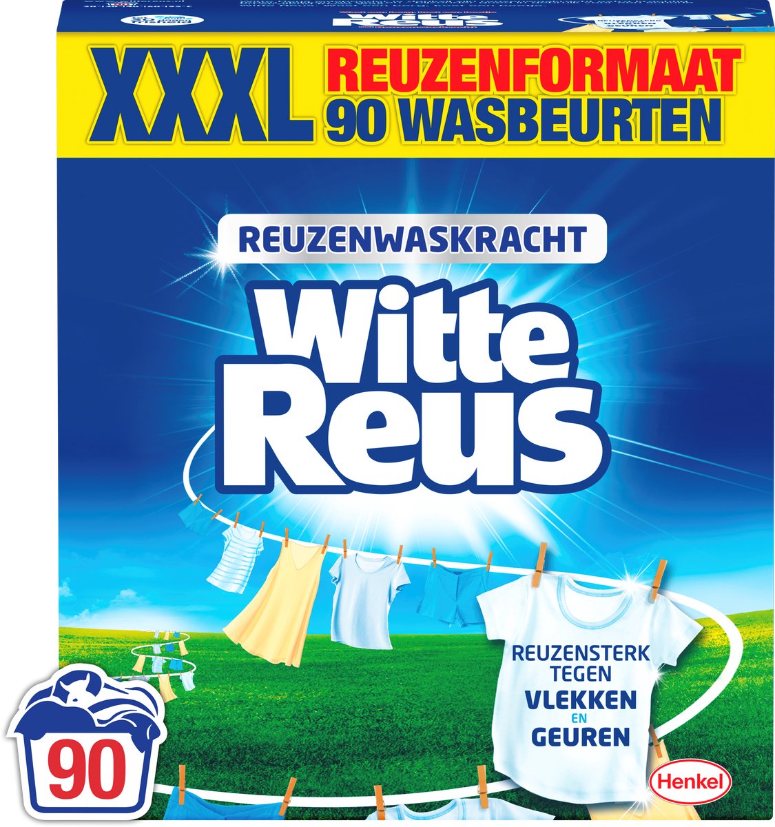 Weißes Riesenwaschmittel in Pulverform – Weiße Wäsche – 90 Waschgänge – Großpackung
