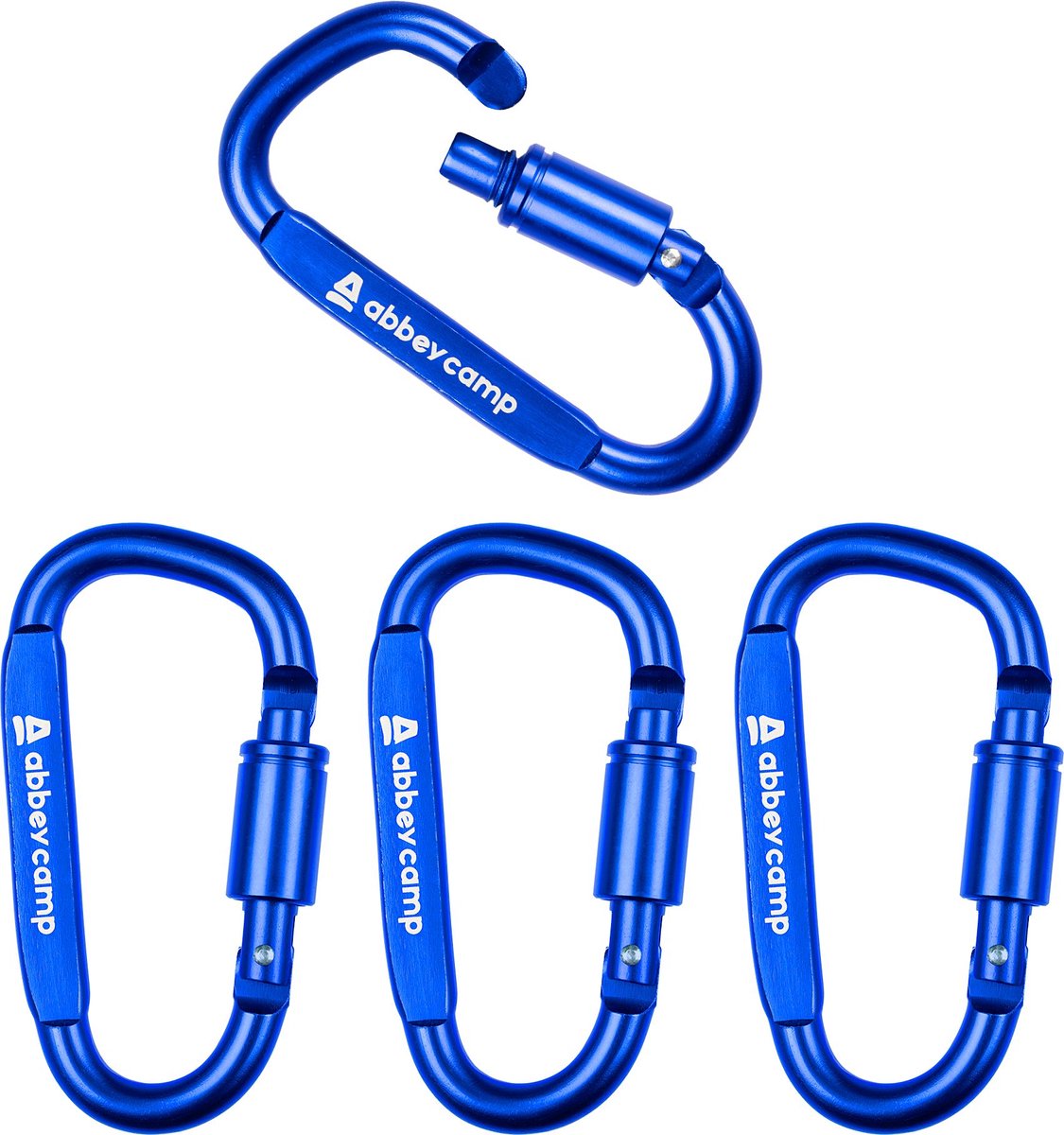 Abbey Camp Karabiner aus hochwertigem Aluminium – 4er-Set – Blau – Schraubverschluss