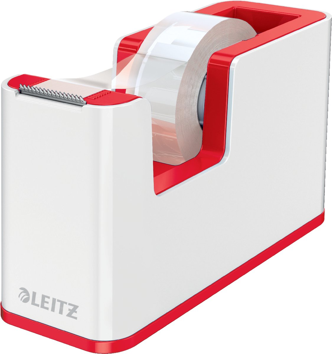 Leitz Wow Klebebandhalter – inklusive 1 Rolle Klebeband – rot weiß