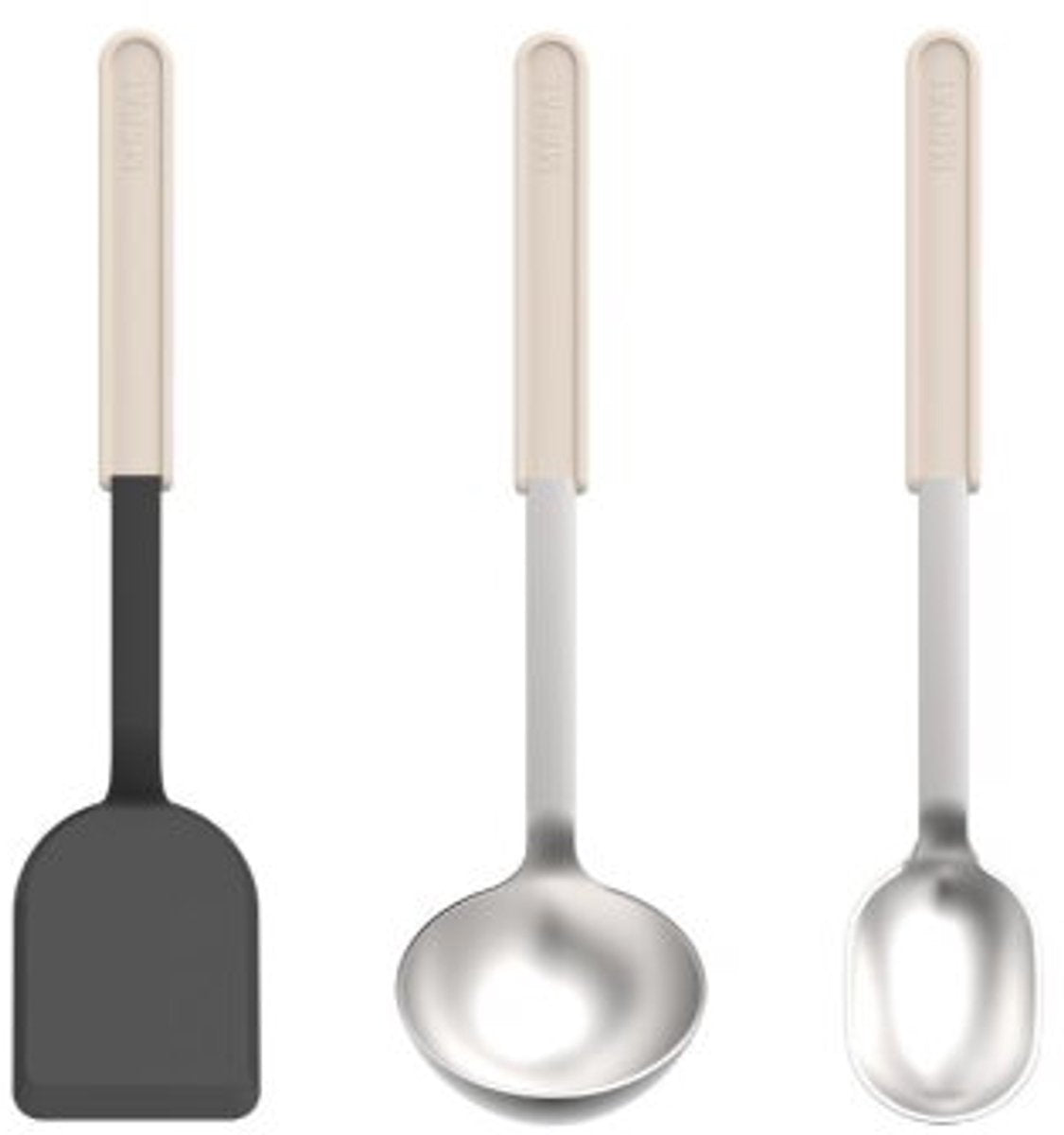 Mepal Kochset 3-teilig (Spatel + Rührlöffel + Servierlöffel) Chef It – Kochgeschirr mit Antihaftbeschichtung – hitzebeständig – spülmaschinenfest – Küchenutensilien – Kreide