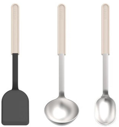 Mepal Kochset 3-teilig (Spatel + Rührlöffel + Servierlöffel) Chef It – Kochgeschirr mit Antihaftbeschichtung – hitzebeständig – spülmaschinenfest – Küchenutensilien – Kreide