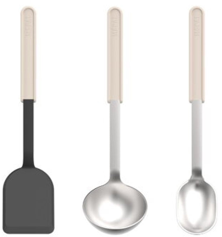 Mepal Kochset 3-teilig (Spatel + Rührlöffel + Servierlöffel) Chef It – Kochgeschirr mit Antihaftbeschichtung – hitzebeständig – spülmaschinenfest – Küchenutensilien – Kreide