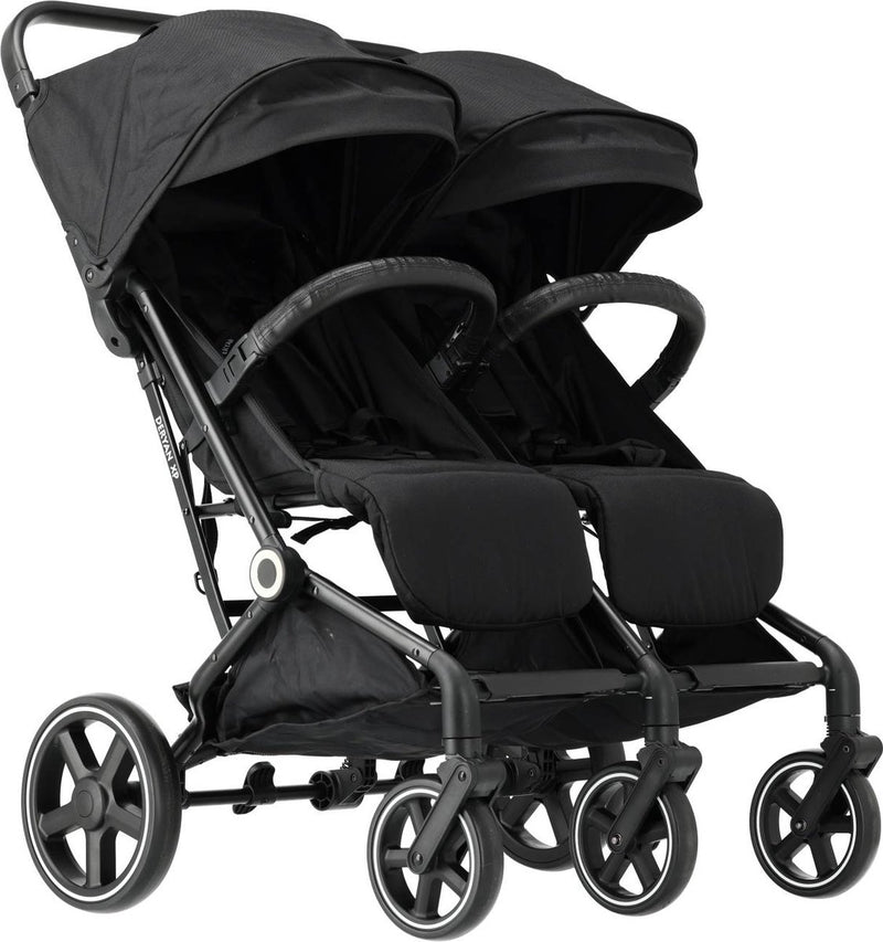 Deryan Luxury XP Twin Buggy XL – Doppelbuggy – Duobuggy – kompaktes Leichtgewicht – Schwarz