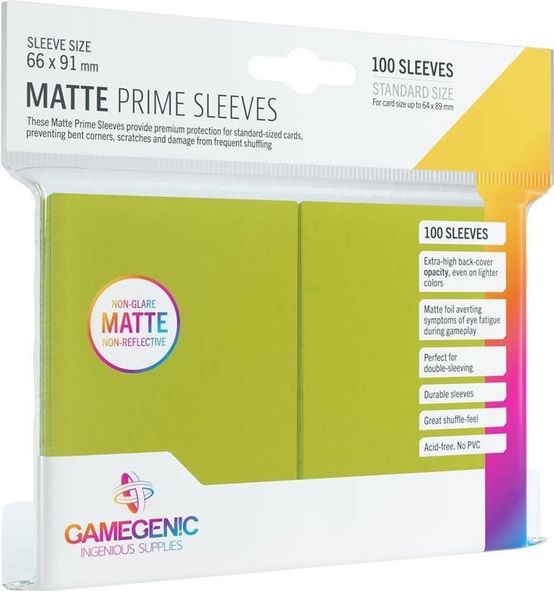Gamegenic - Prime Sleeves Matte Lime 100x