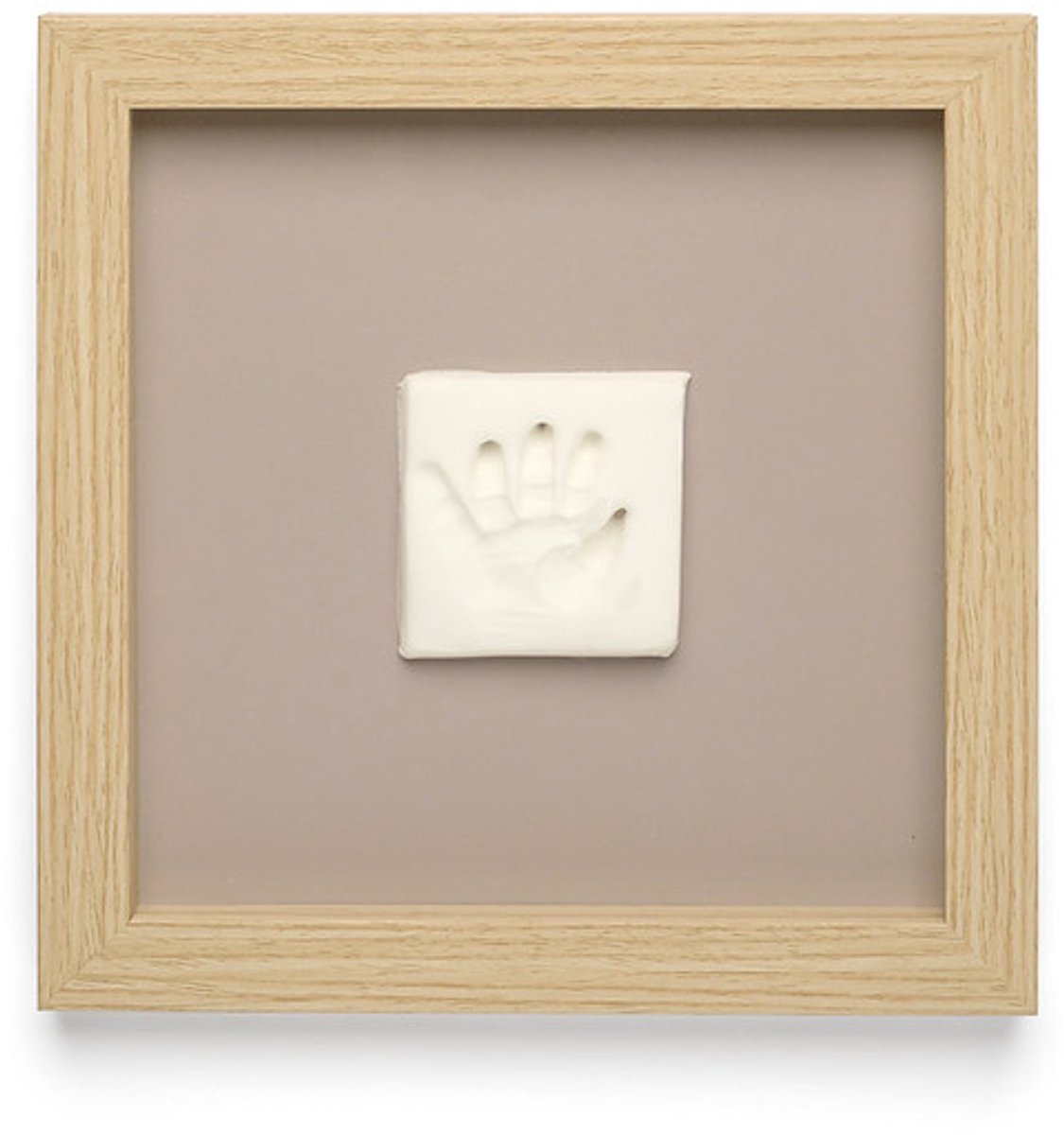Glückliche Hände – stilvoller Baby-Abdruckrahmen aus Holz – Handabdruck-Set mit Ton – Plexiglas-Schutz – modernes Design – perfektes Mutterschaftsgeschenk – 22 x 22 cm