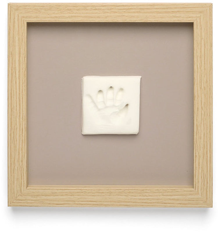 Glückliche Hände – stilvoller Baby-Abdruckrahmen aus Holz – Handabdruck-Set mit Ton – Plexiglas-Schutz – modernes Design – perfektes Mutterschaftsgeschenk – 22 x 22 cm