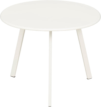 Mica-Dekorationssitz-Beistelltisch für den Außenbereich – runder Couchtisch – Pflanzentisch und Couchtisch – H30 x ø38 cm – Metall – Weiß