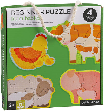 Petit Collage Baby-Tier-Bauernhof-Puzzle – Lernspielzeug aus Pappe.