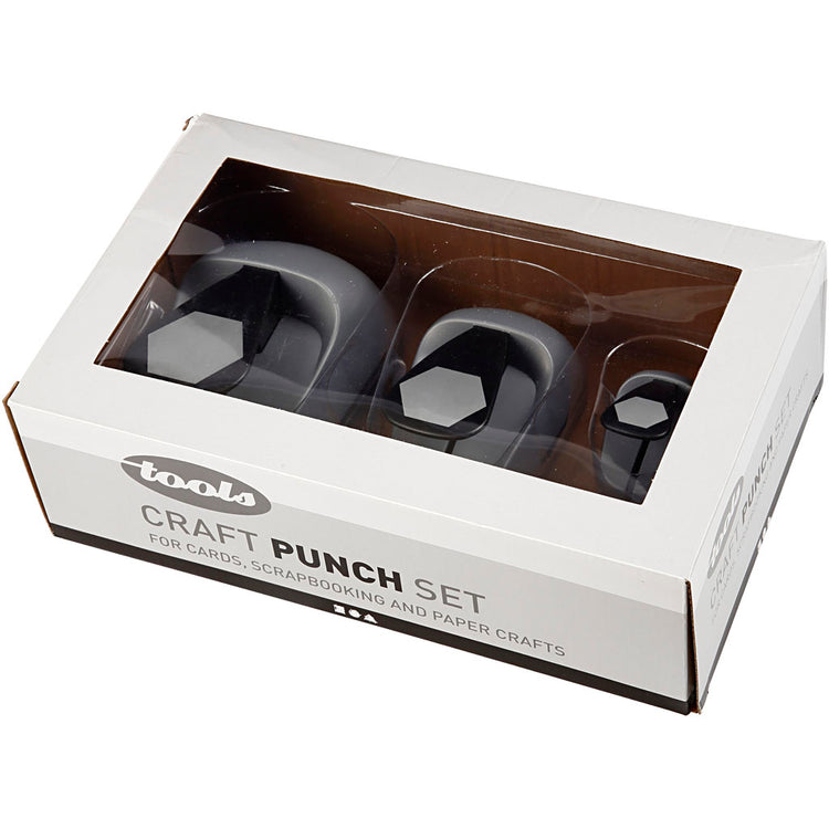 Creativ Company Locher-Set, Sechskant, Maße 25+49+75 mm, 3 Stück 1 Box