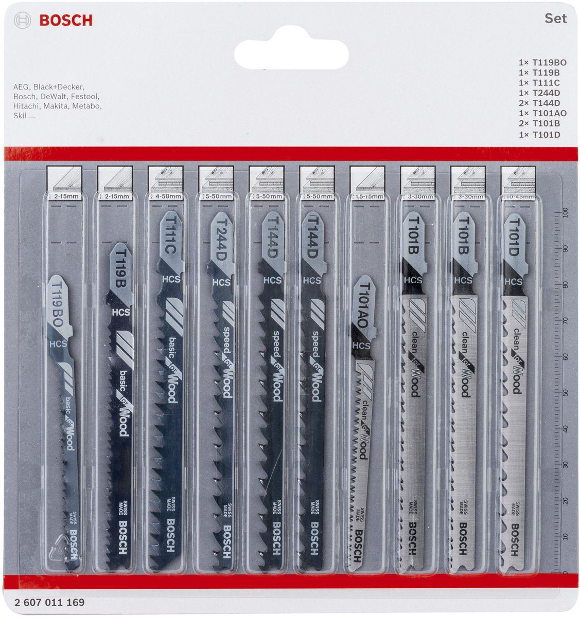 Bosch 2607011169 10-teiliges Stichsägeblatt-Set – Holz