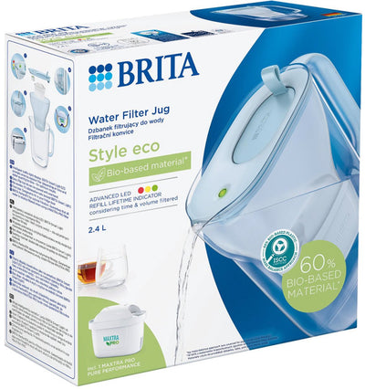 Brita Wasserfilterkanne Style Eco - 2,4l - Blau - inkl. 1 Maxtra Pro Pure Performance Wasserfilter