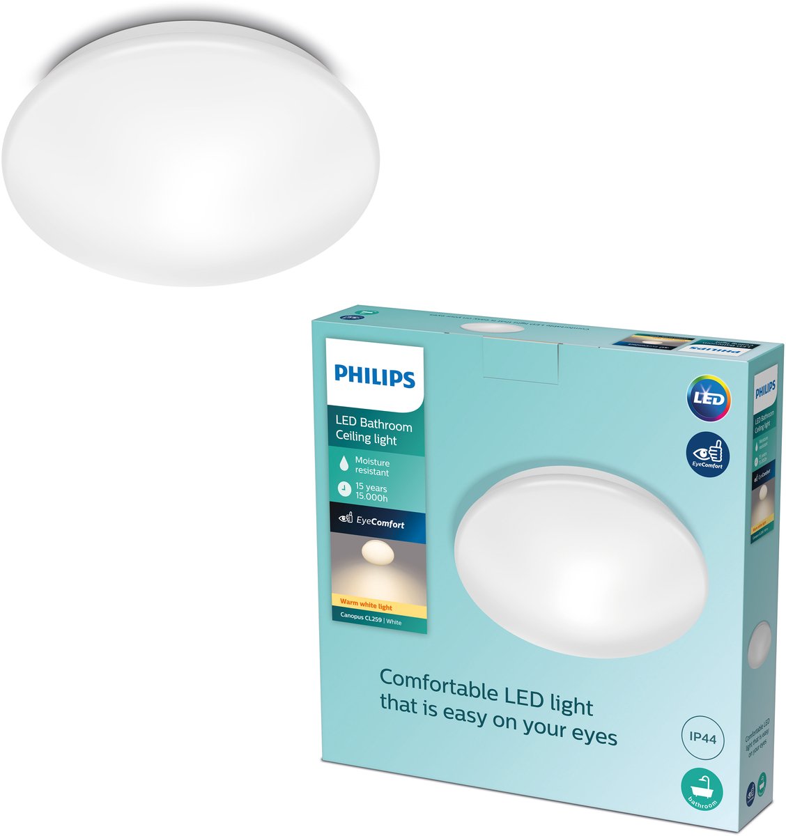 Philips LED Philips Canopus Badezimmer-Deckenleuchte – Chrom – klein