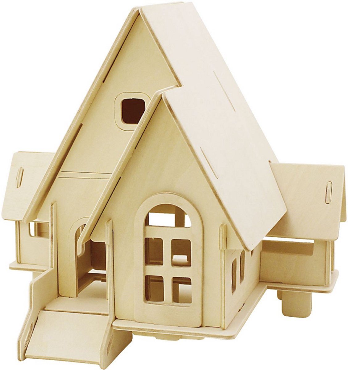 Creativ Company 3D-Holzbaukasten, Haus mit Veranda, Maße 22,5x17,5x20,5, 1 Stück