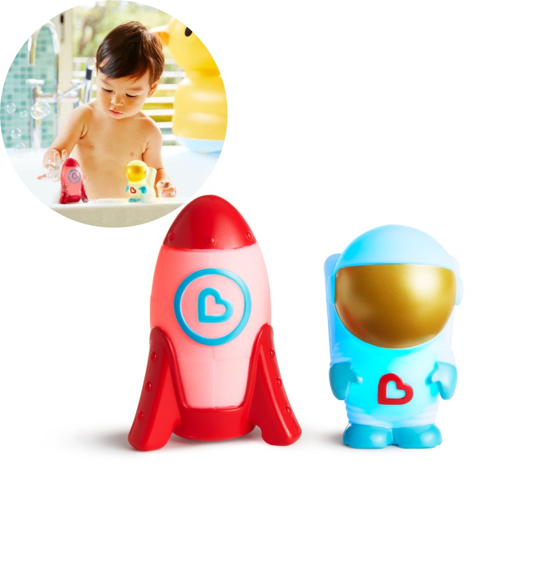 Munchkin-Badespielzeug – Galaxy Buddies – 2er-Set – leuchtet auf! - ab 9 Monaten - Kinderbadespielzeug - Badespielzeug für Jungen und Mädchen