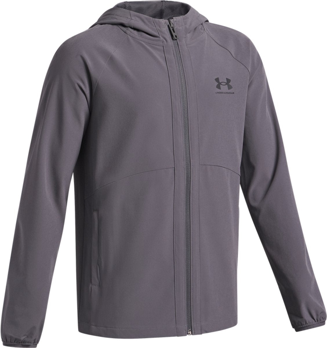 Under Armour Jungen-Sportjacke „UA Vibe Woven Windbreaker – Grau“ – Castlerock – Schwarz